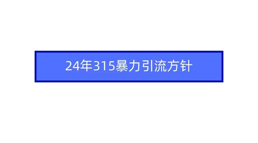 (9398期)2024年315暴力引流方针-玩赚库